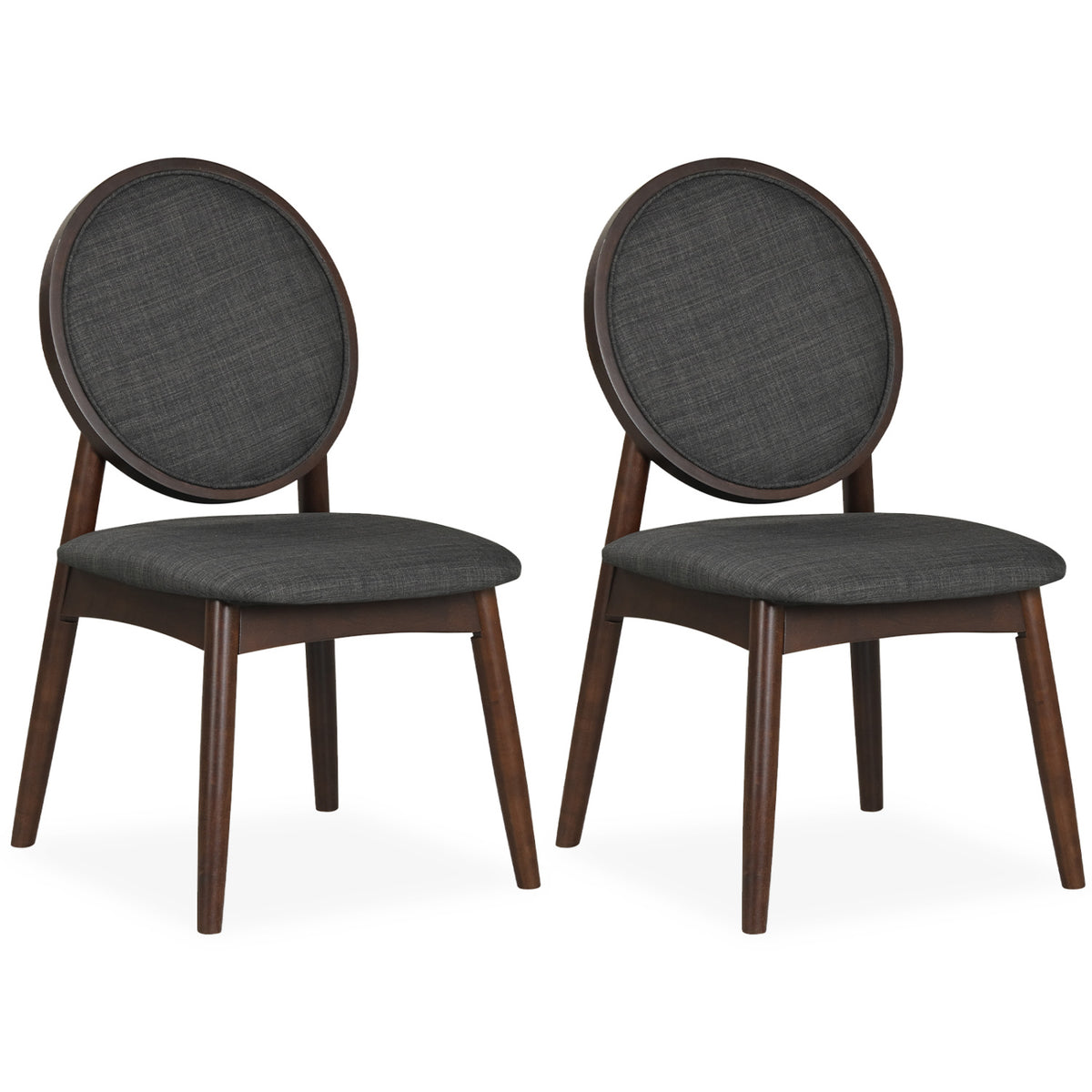 Upholstered Linen Fabric Kitchen Dining Chair - Black