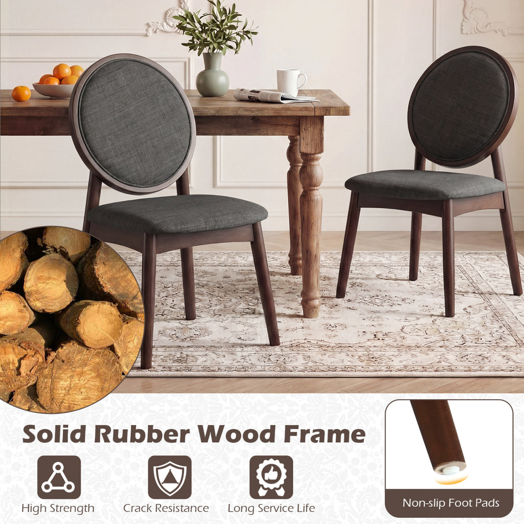 Upholstered Linen Fabric Kitchen Dining Chair - Black