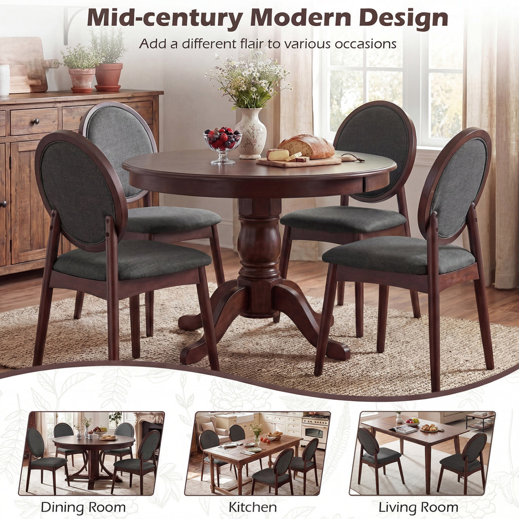 Upholstered Linen Fabric Kitchen Dining Chair - Black