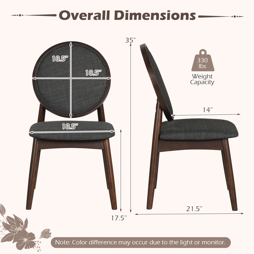 Upholstered Linen Fabric Kitchen Dining Chair - Black