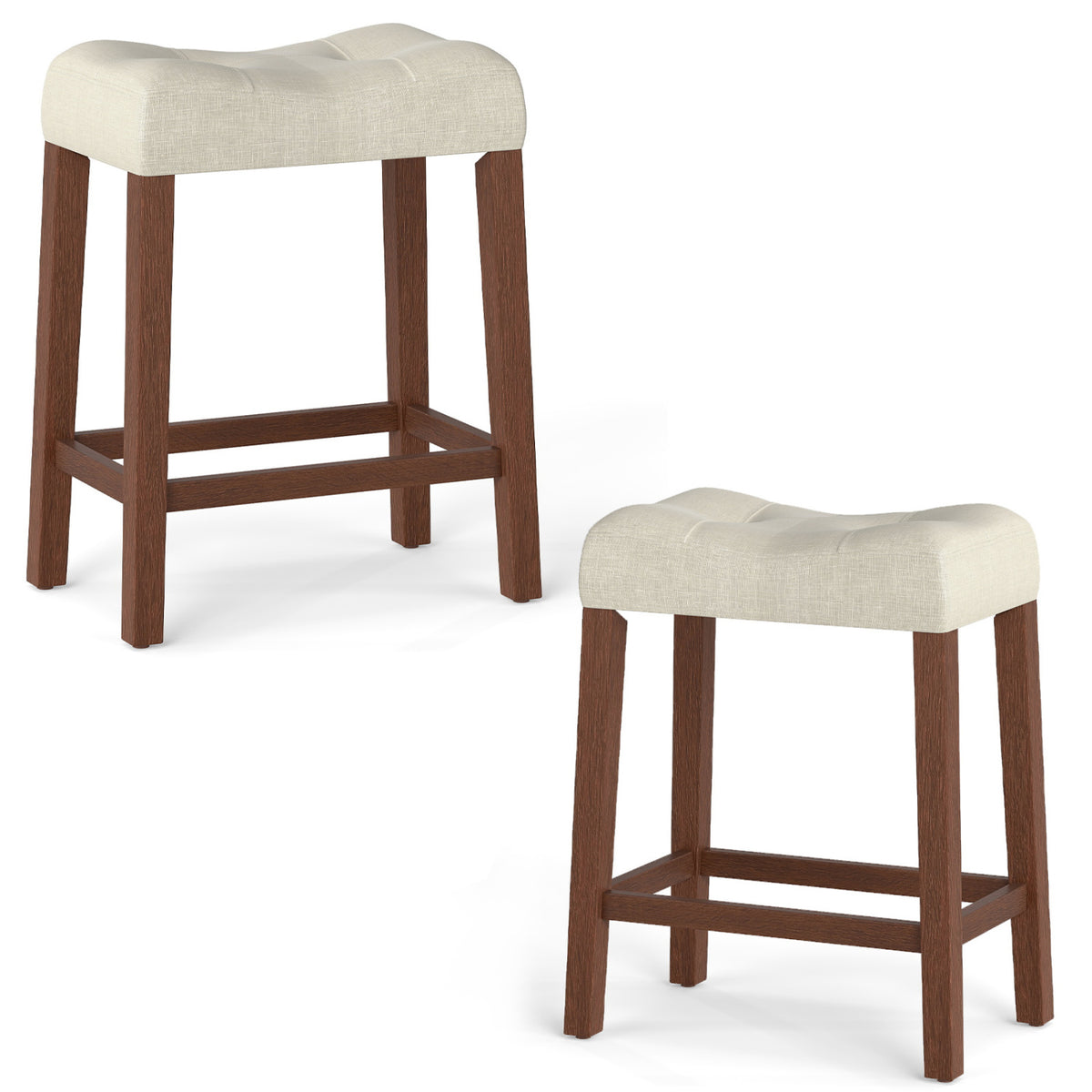 Upholstered Counter Height Bar Stool with Curved Saddle Seat - Light Gray