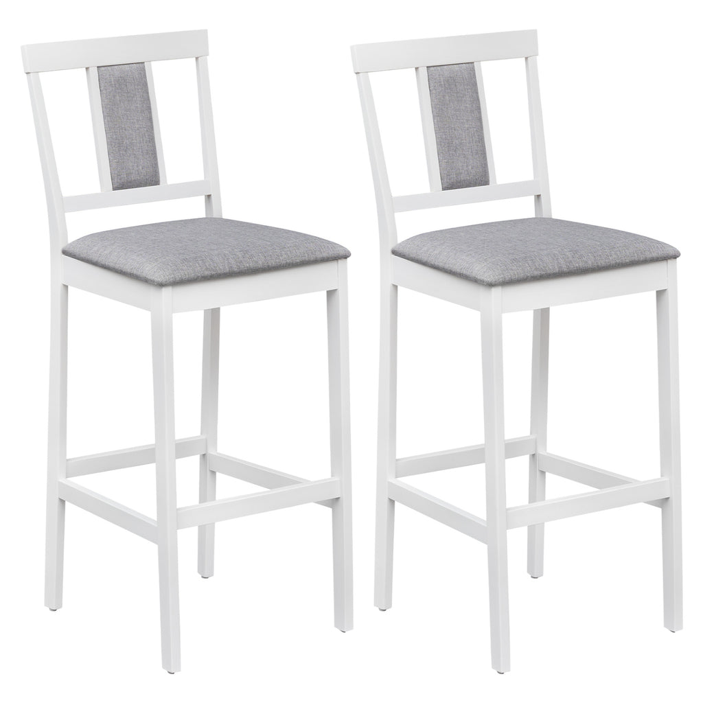 Set of 2 Upholstered Bar Stools 29.5" - White Padded Seat