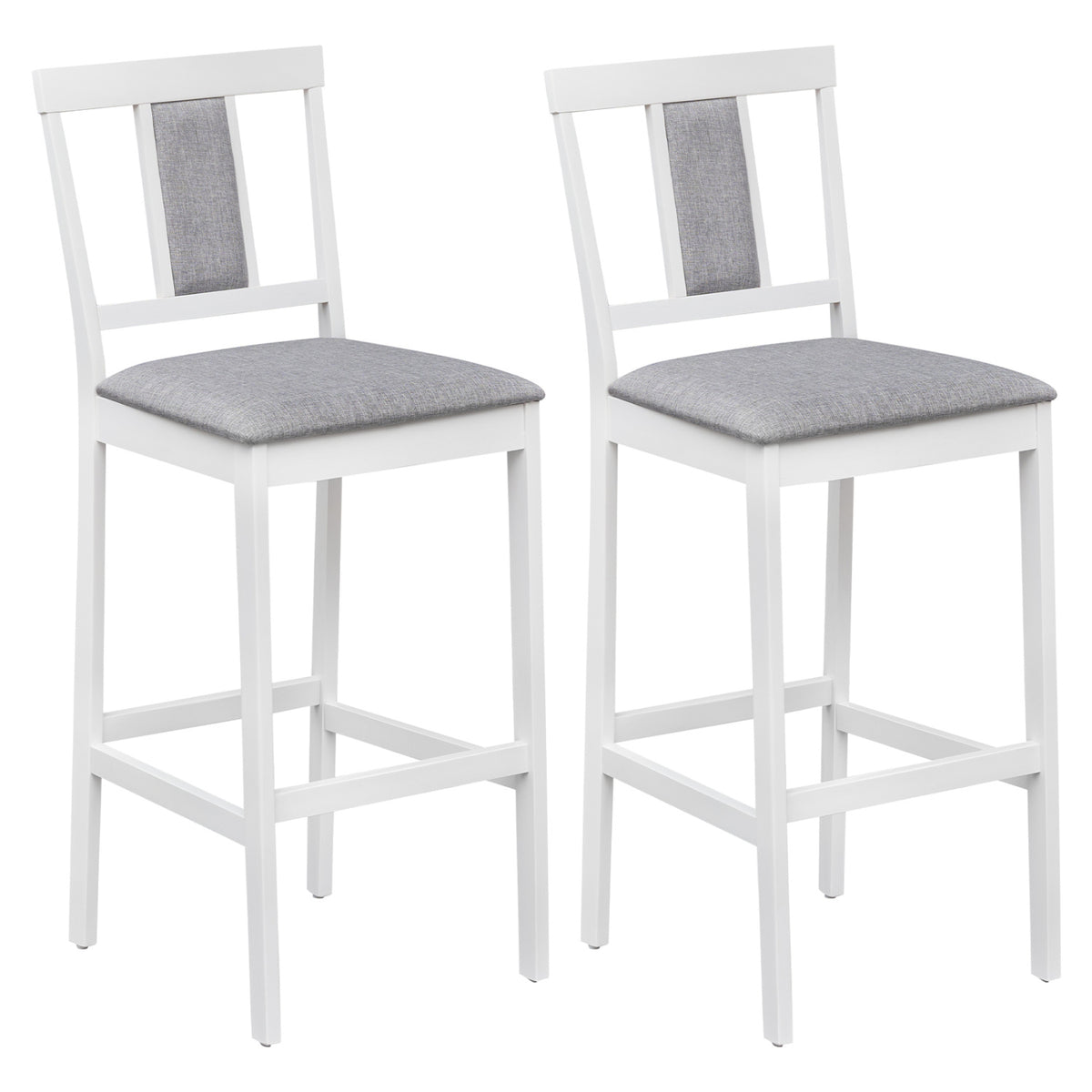 Set of 2 Upholstered Bar Stools 29.5" - White Padded Seat
