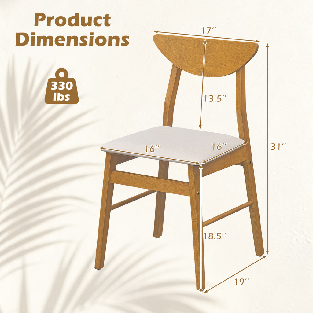 Upholstered Dining Chairs Set of 2 with Curved Backrest - Natural