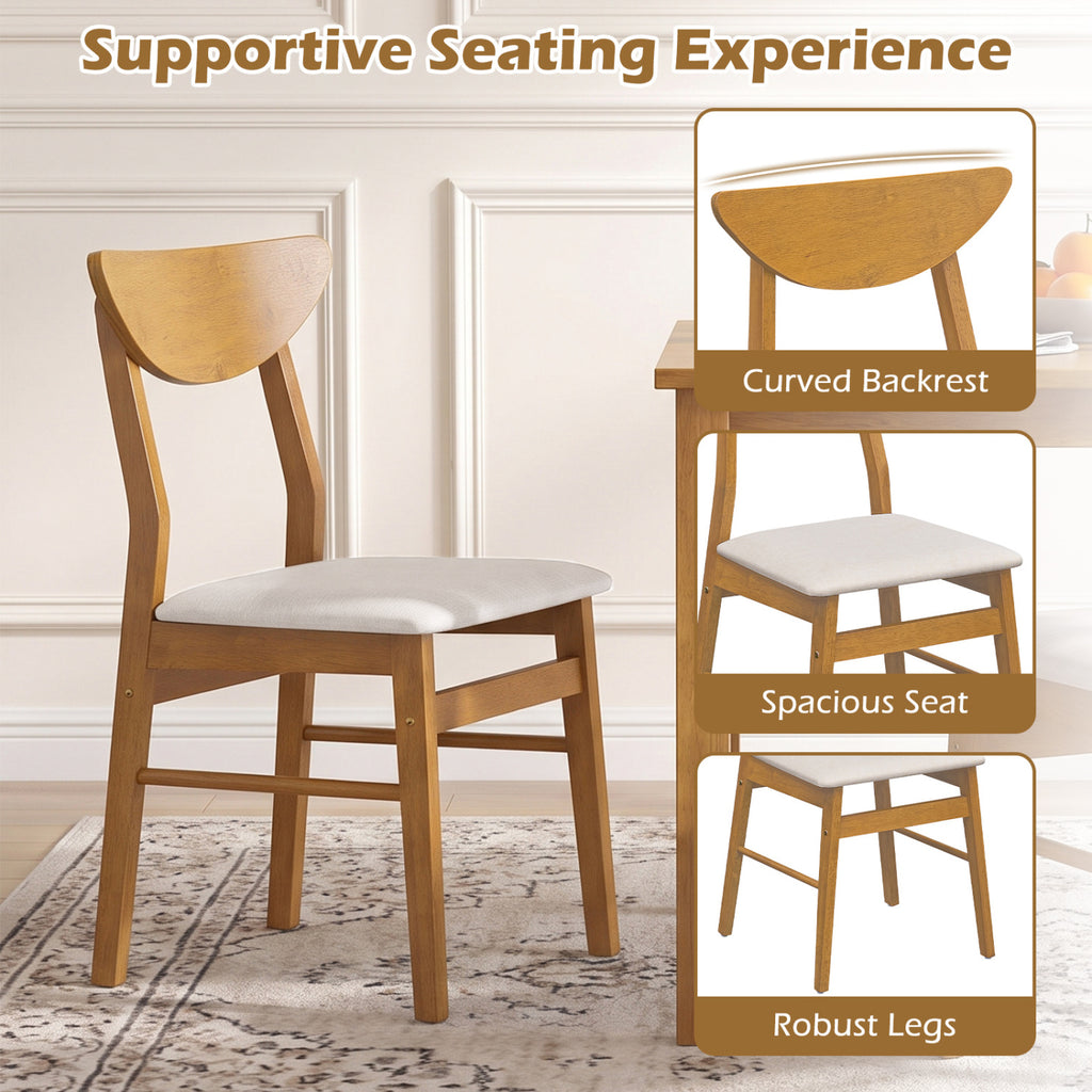 Upholstered Dining Chairs Set of 2 with Curved Backrest - Natural