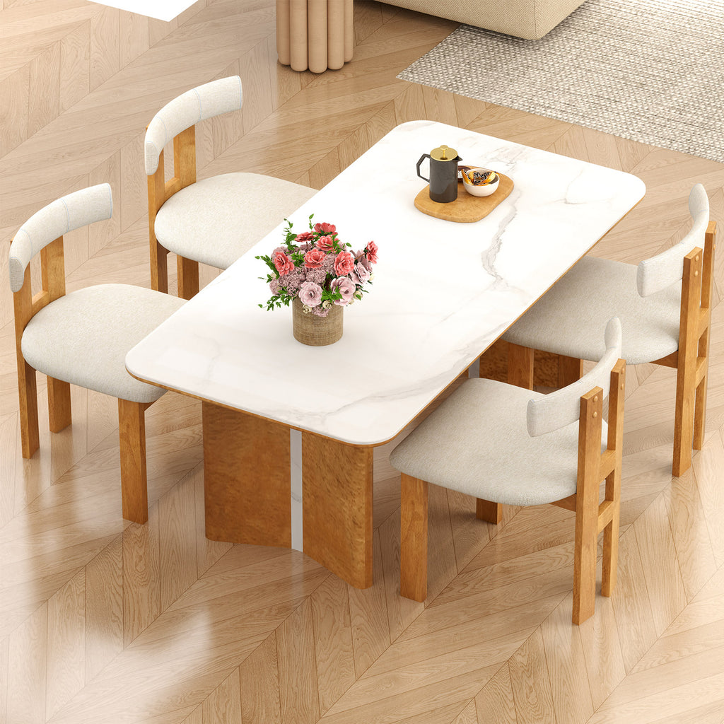 Dining Chair Set of 2 Upholstered Kitchen Chair - Natural