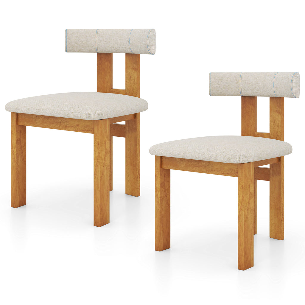 Dining Chair Set of 2 Upholstered Kitchen Chair - Natural