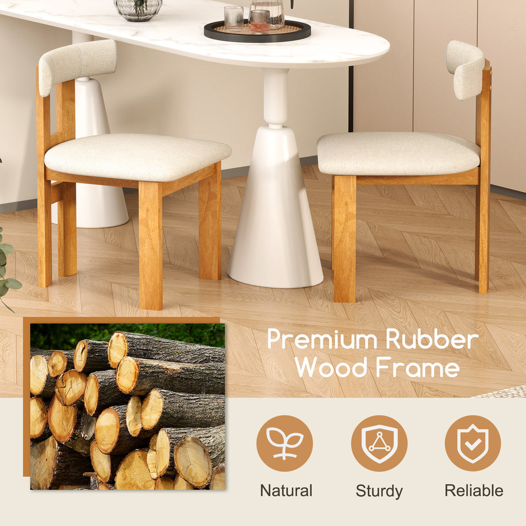 Dining Chair Set of 2 Upholstered Kitchen Chair - Natural