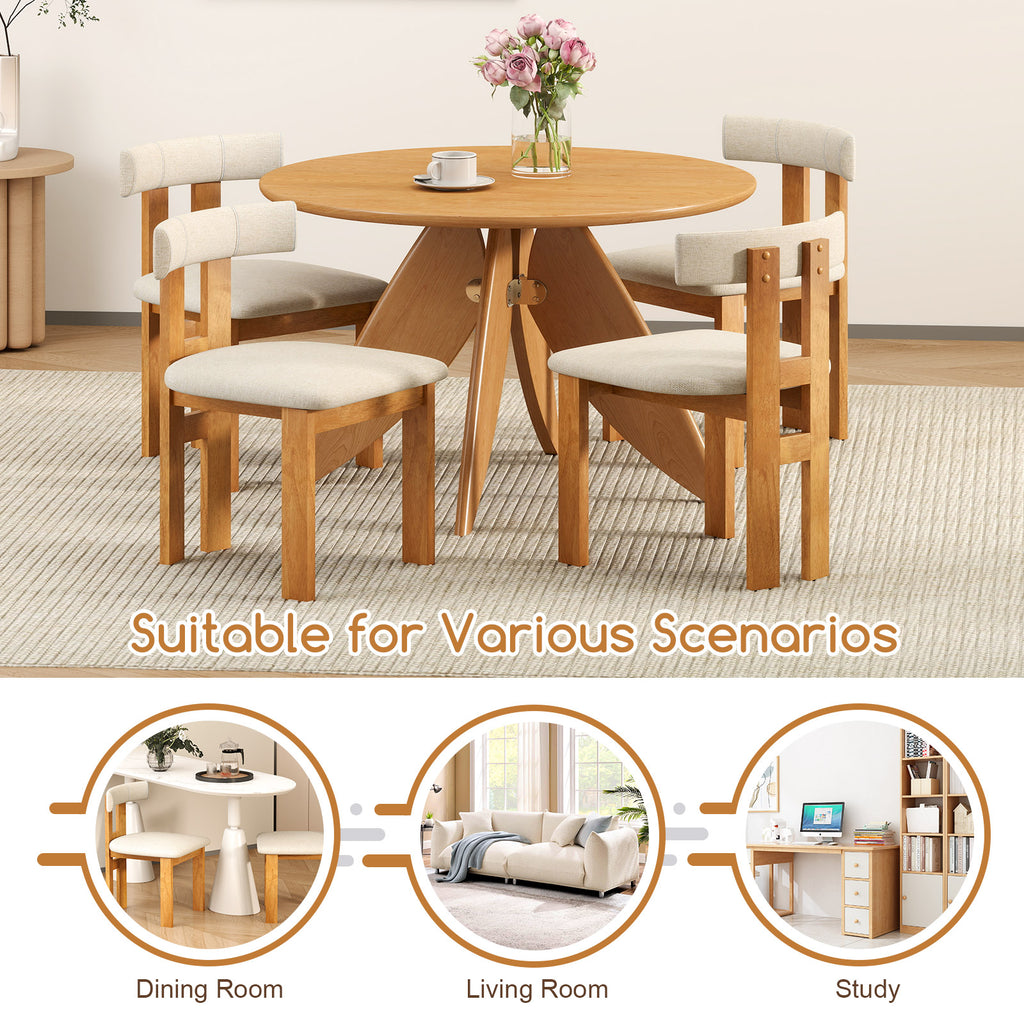 Dining Chair Set of 2 Upholstered Kitchen Chair - Natural