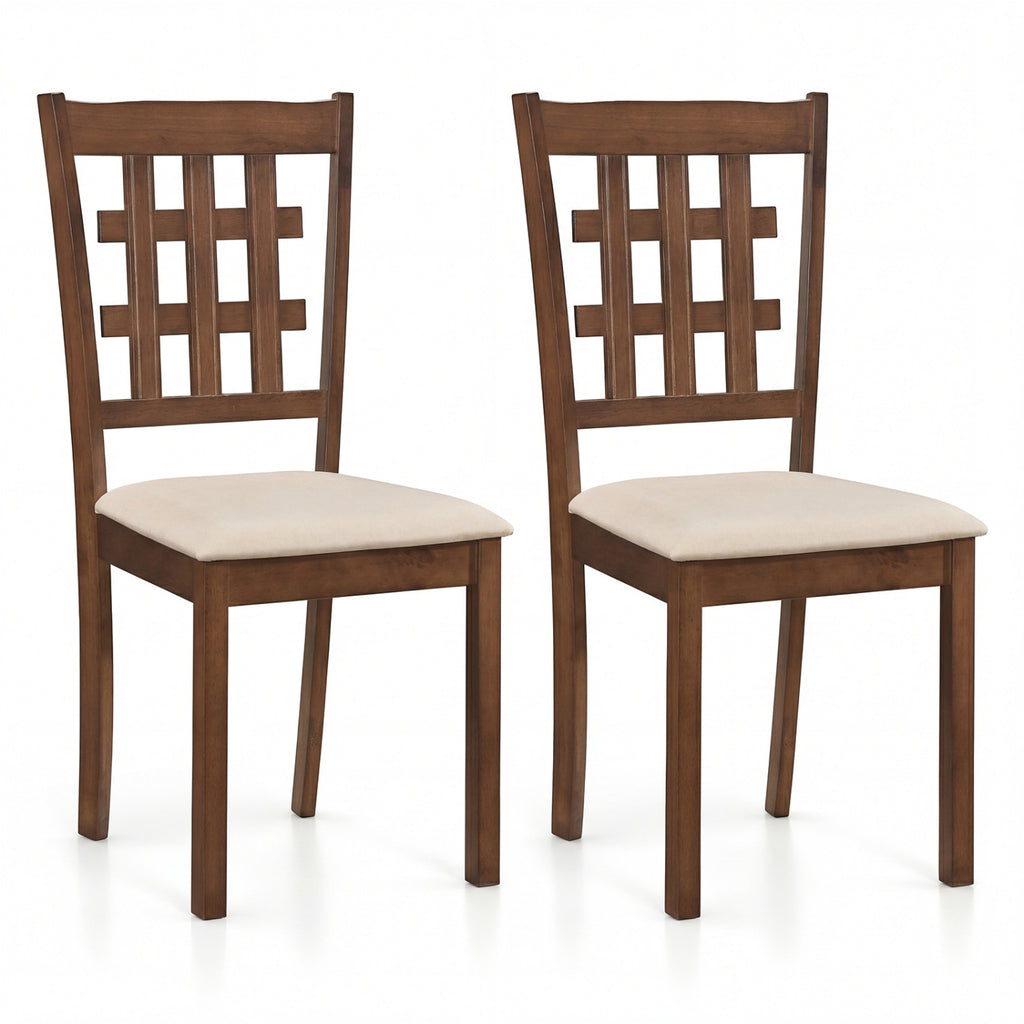 Wood Kitchen Chairs Set of 2, Faux Leather Seat - Coffee
