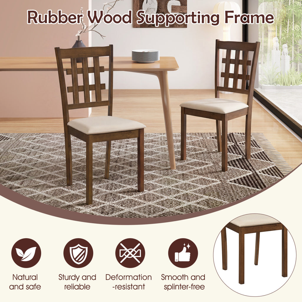 Wood Kitchen Chairs Set of 2, Faux Leather Seat - Coffee