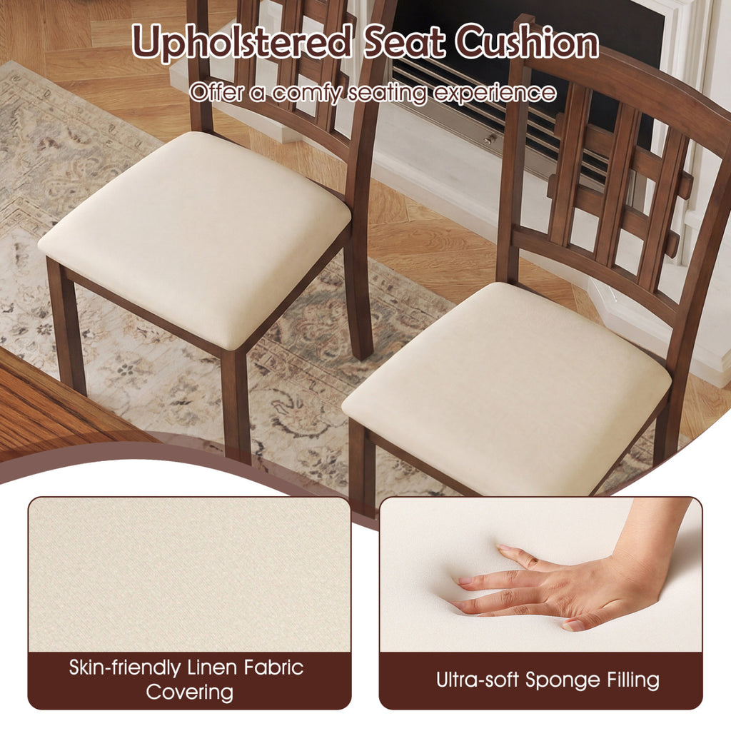 Wood Kitchen Chairs Set of 2, Faux Leather Seat - Coffee