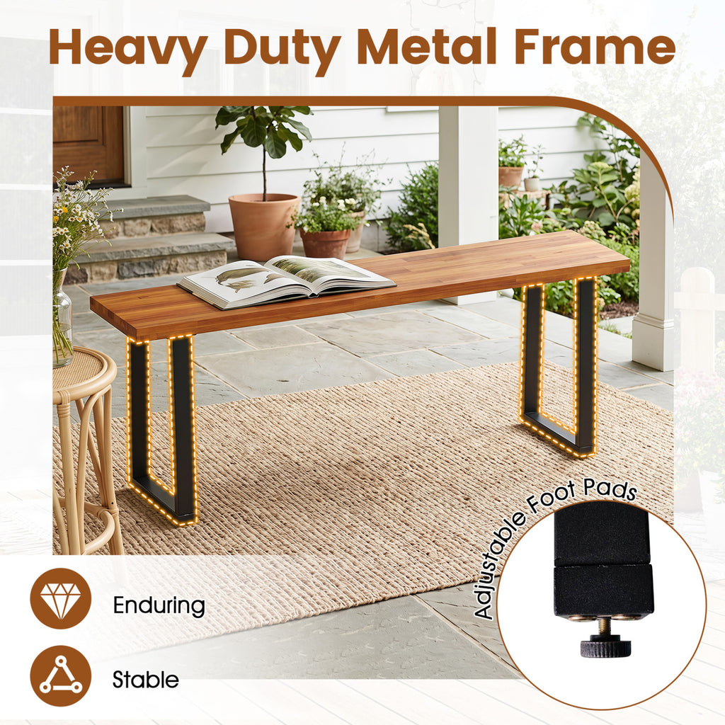 Set of 2 Wood Patio Bench 47.5" Long Dining for Entryway Poolside