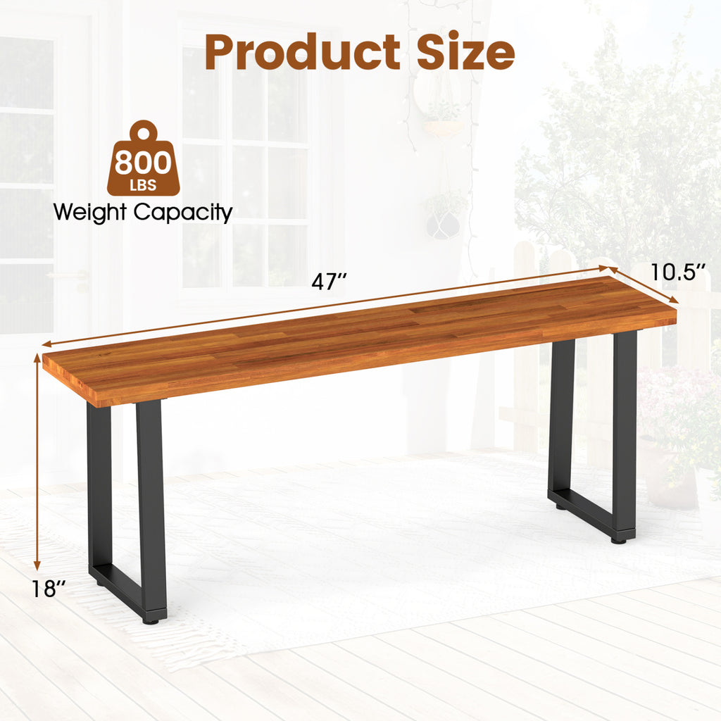 Set of 2 Wood Patio Bench 47.5" Long Dining for Entryway Poolside