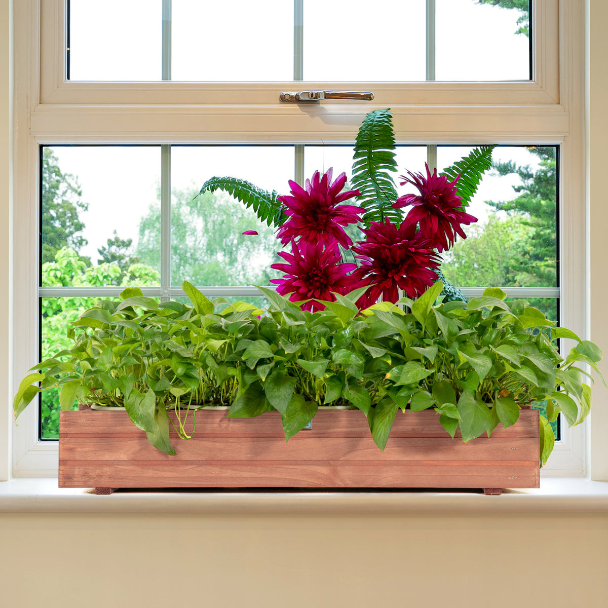 Set of 2 Wooden Decorative Raised Garden Bed for Yard and Window