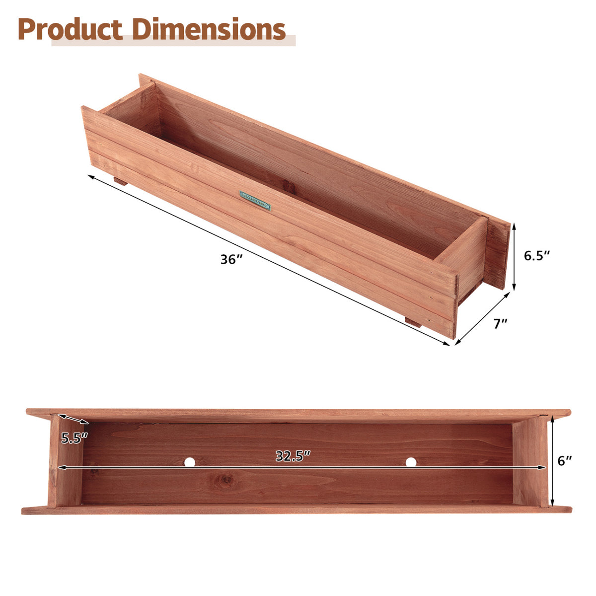 Set of 2 Wooden Decorative Raised Garden Bed for Yard and Window