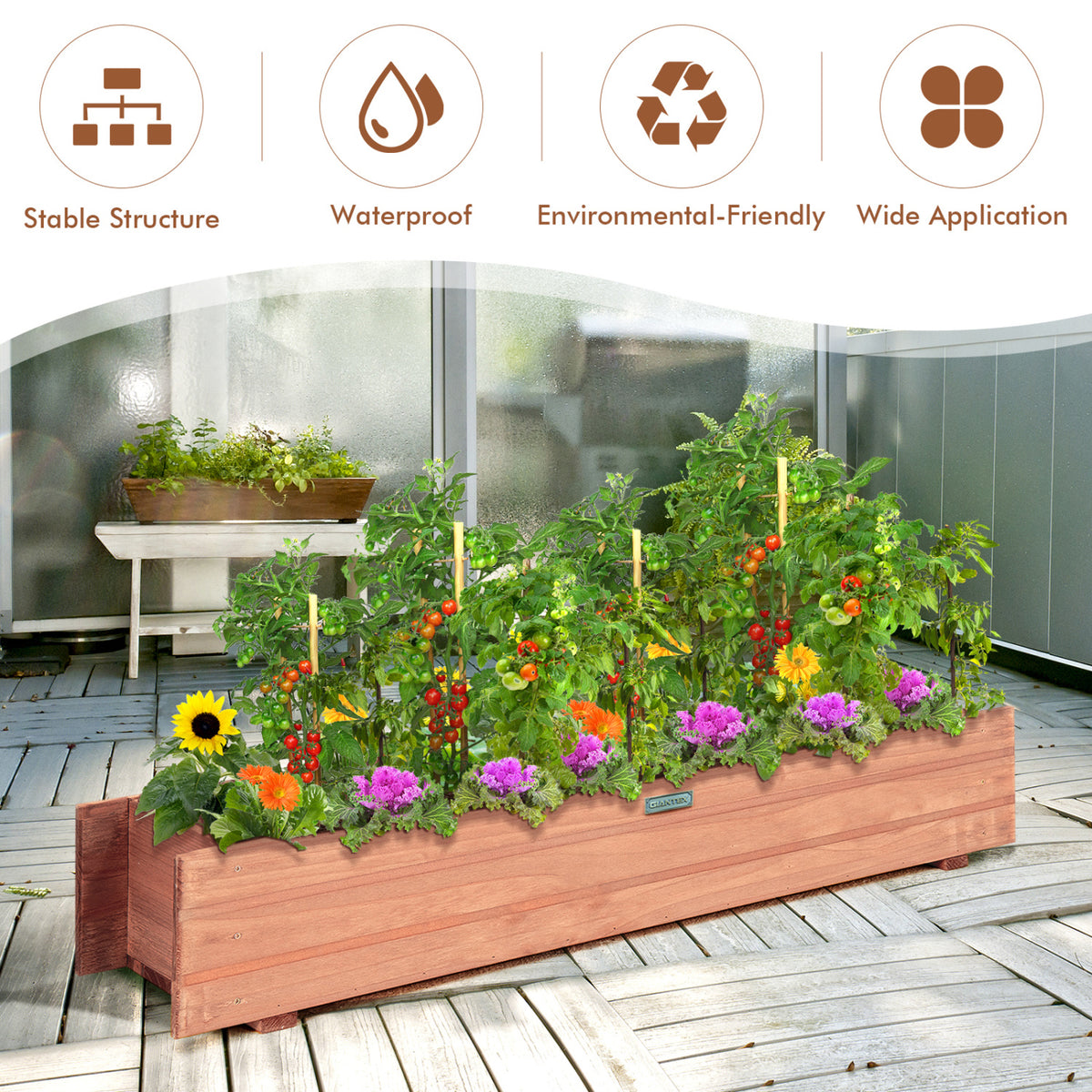 Set of 2 Wooden Decorative Raised Garden Bed for Yard and Window