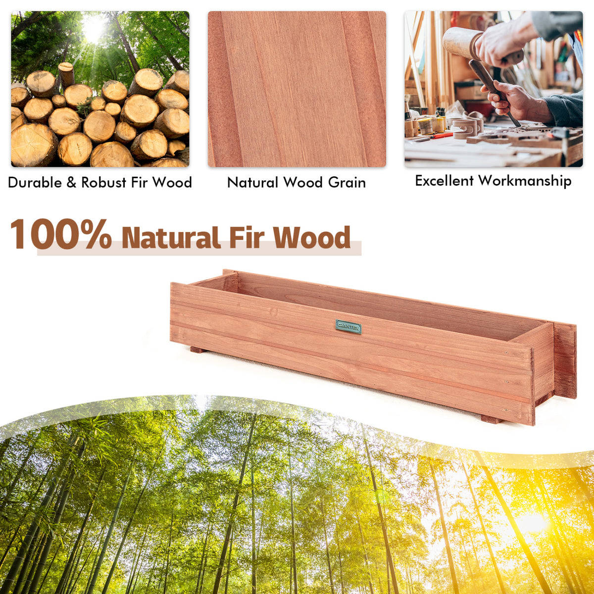 Set of 2 Wooden Decorative Raised Garden Bed for Yard and Window