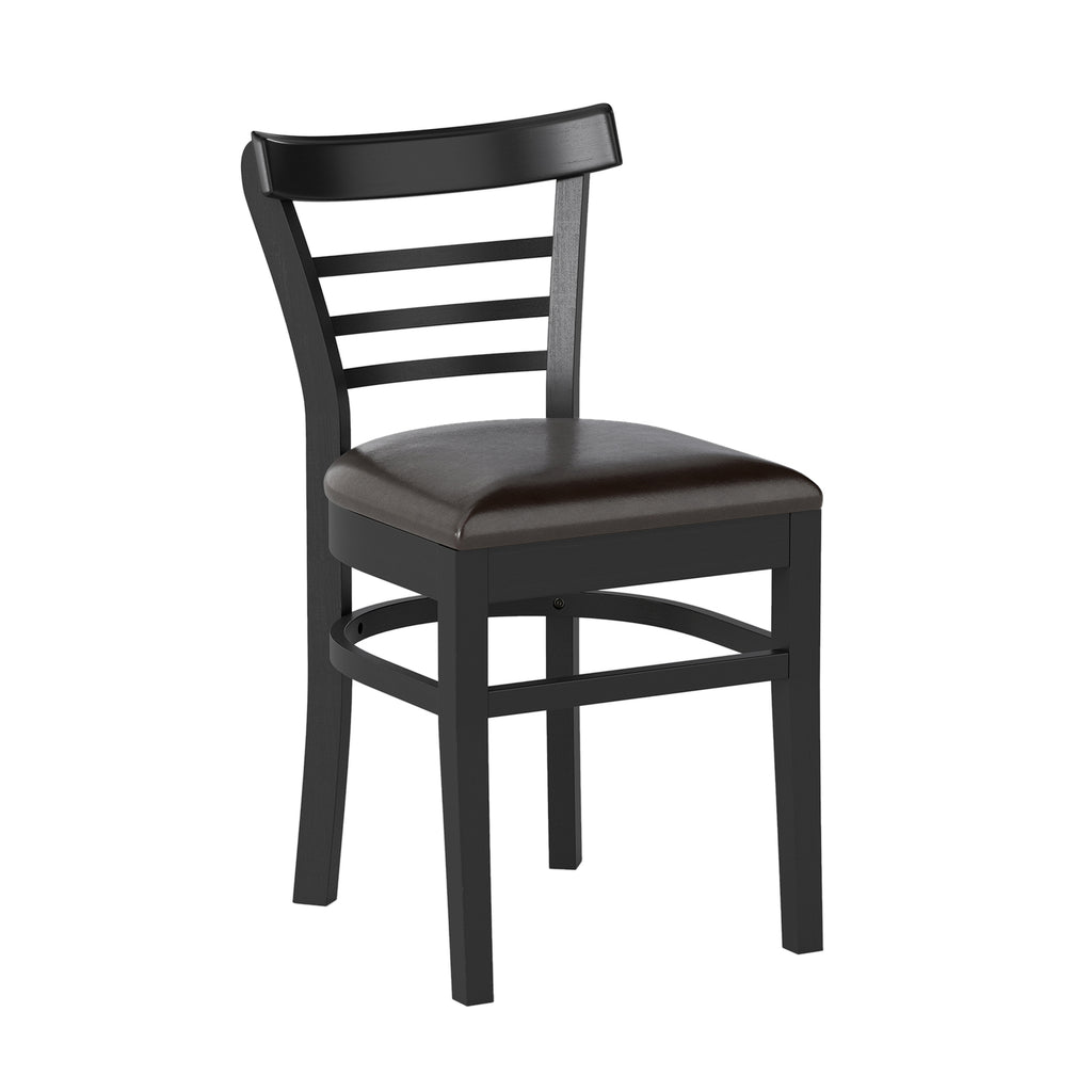 Wooden Dining Chairs Set of 2 with Rubber Wood Legs - Black