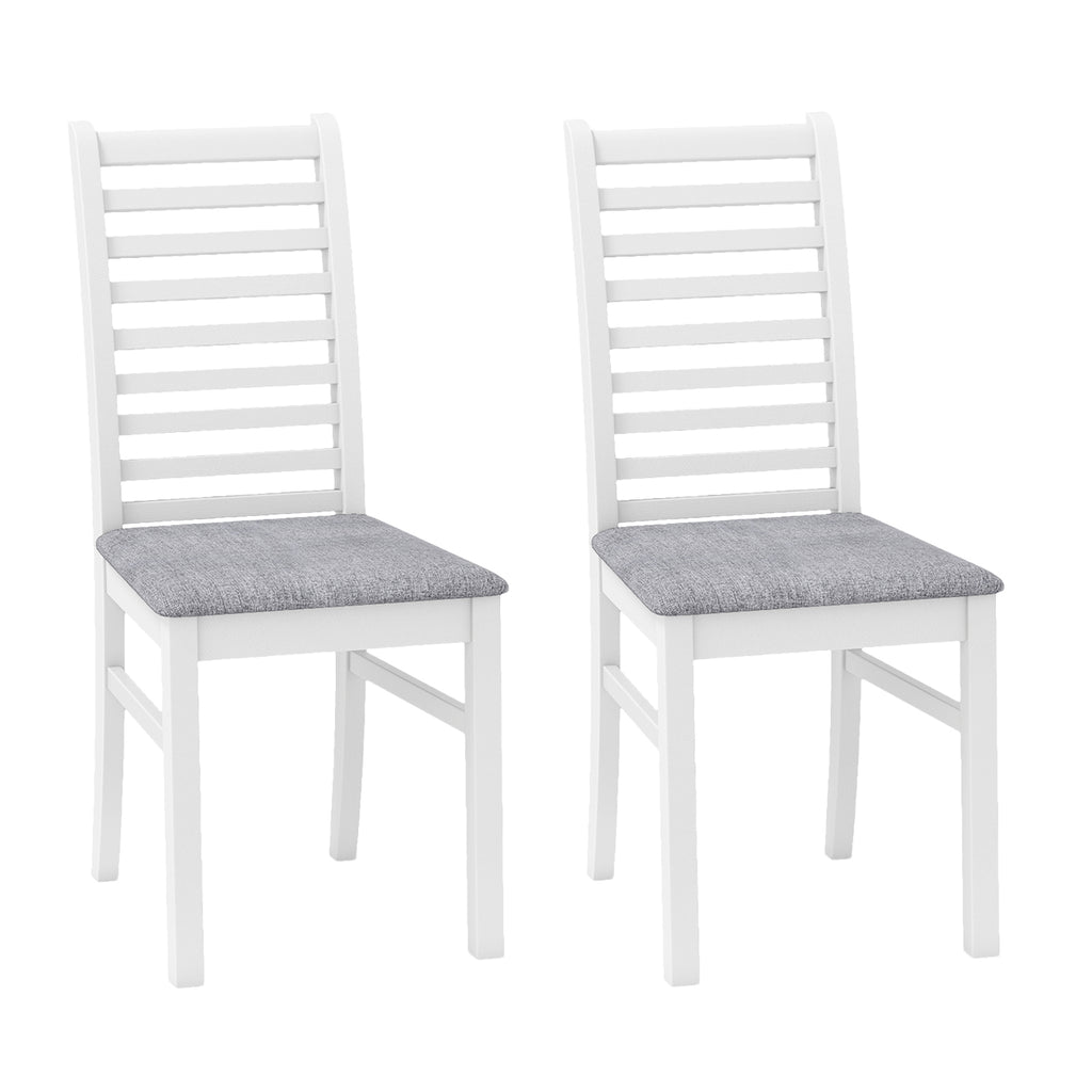 Set of 2 Armless Dining Chairs, High Backrest, White Farmhouse
