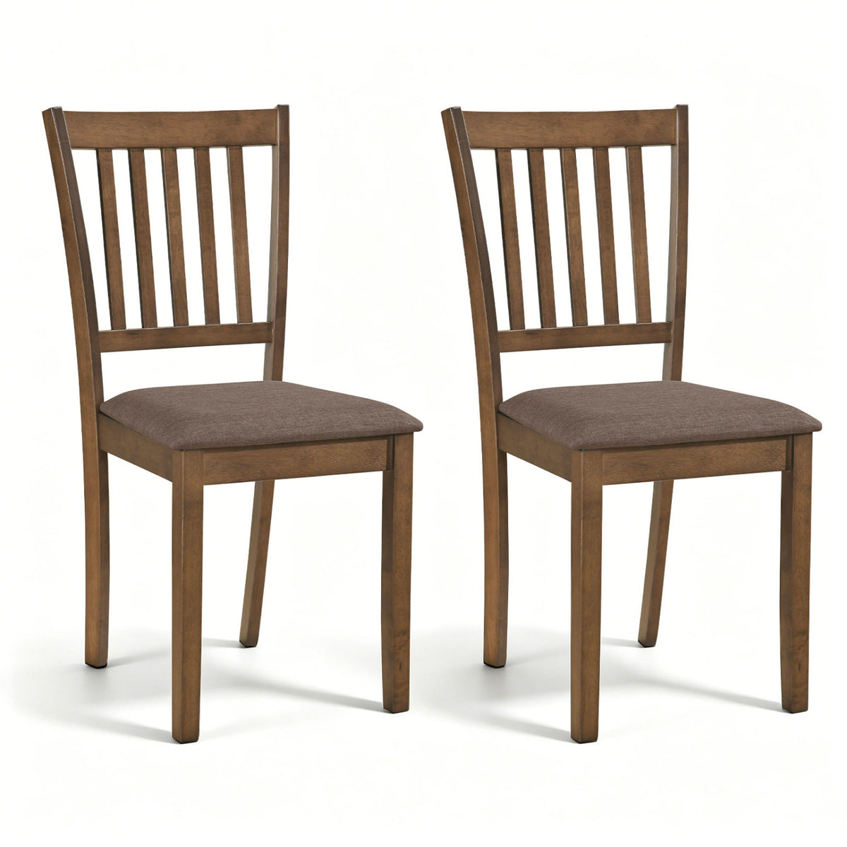 Set of 2 Upholstered Dining Chairs with Wooden Frame, Black