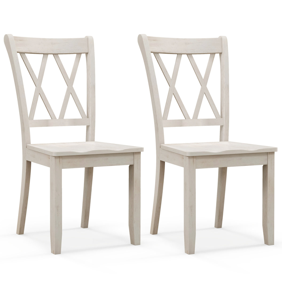 Wooden Dining Chairs Set of 2 Mid Century Farmhouse - White