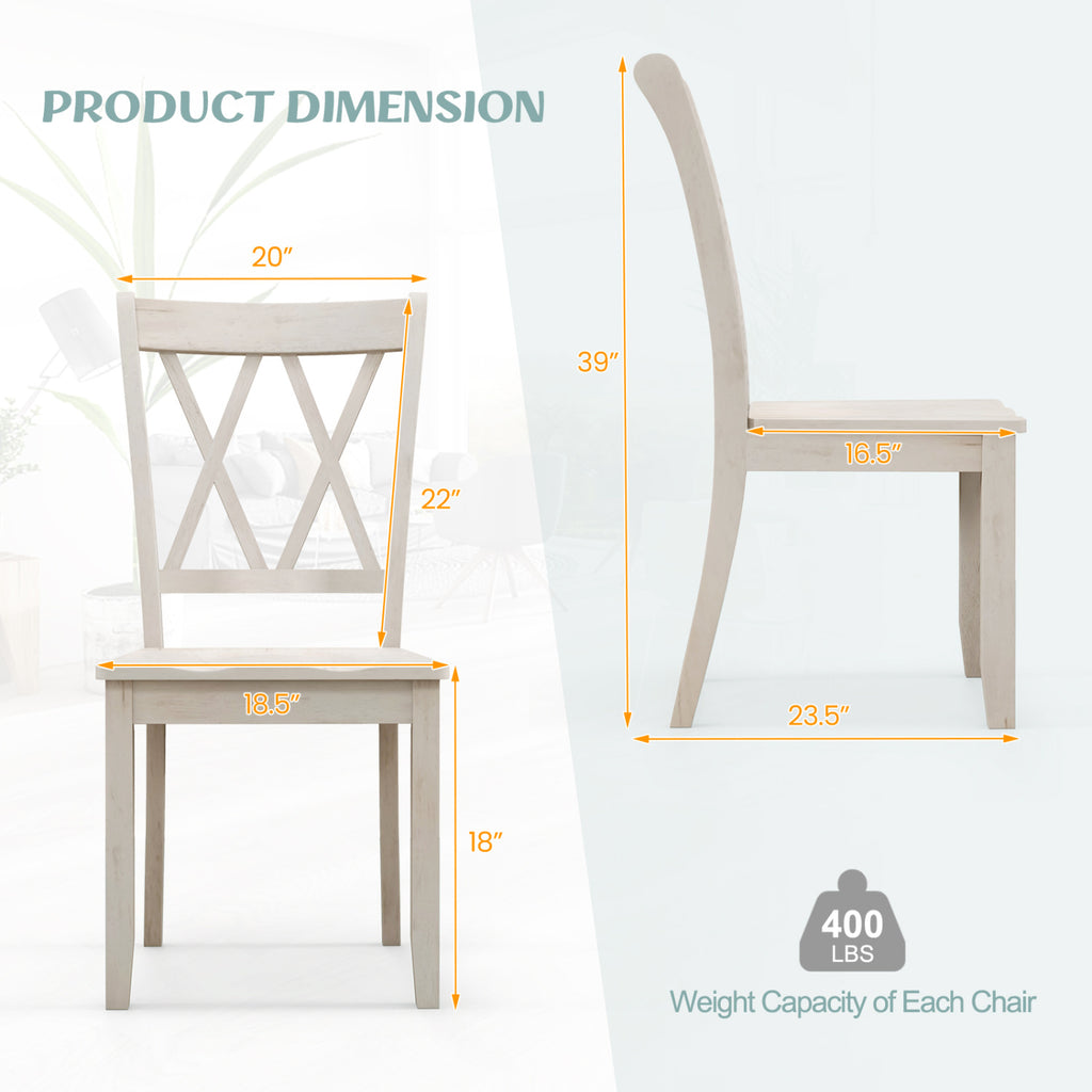 Wooden Dining Chairs Set of 2 Mid Century Farmhouse - White