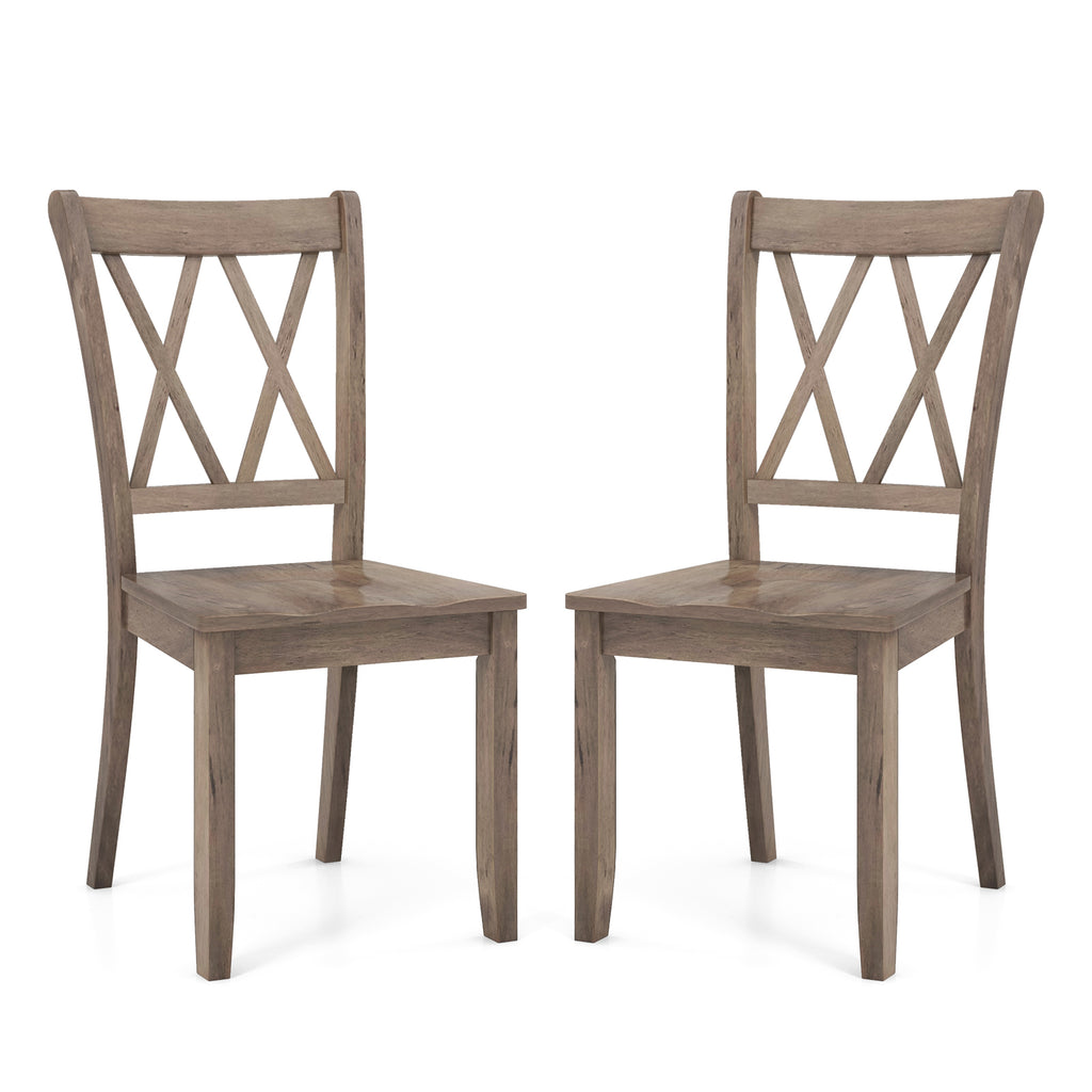 Wooden Dining Chairs Set of 2, Mid Century Farmhouse - Brown