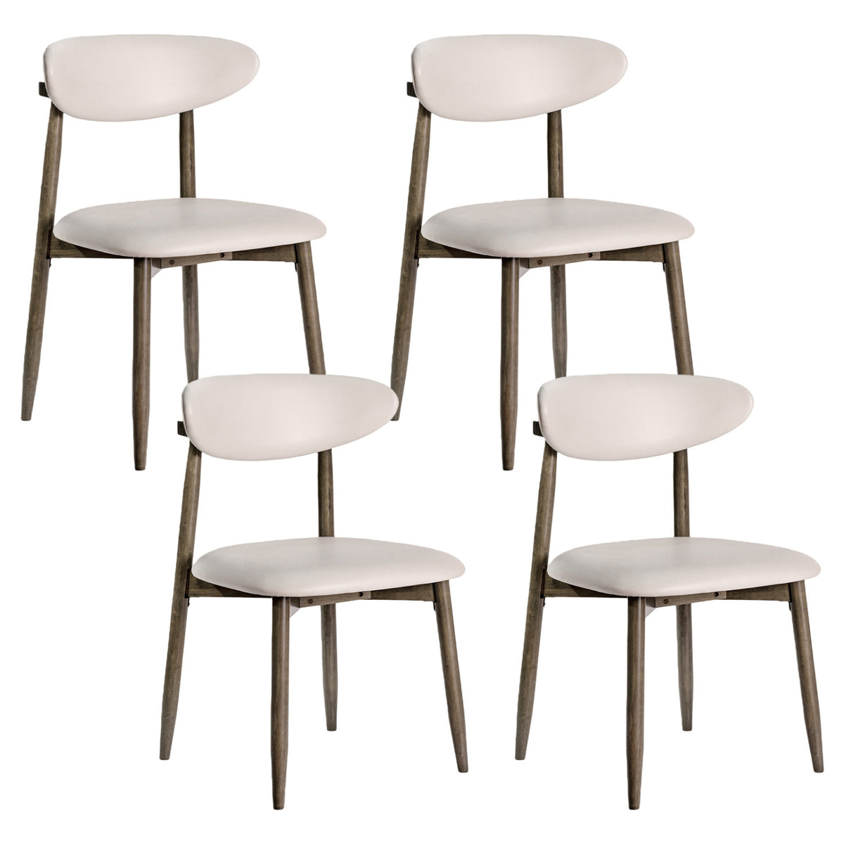 Fabric Upholstered Dining Chairs Set of 2 - Gray Polyester