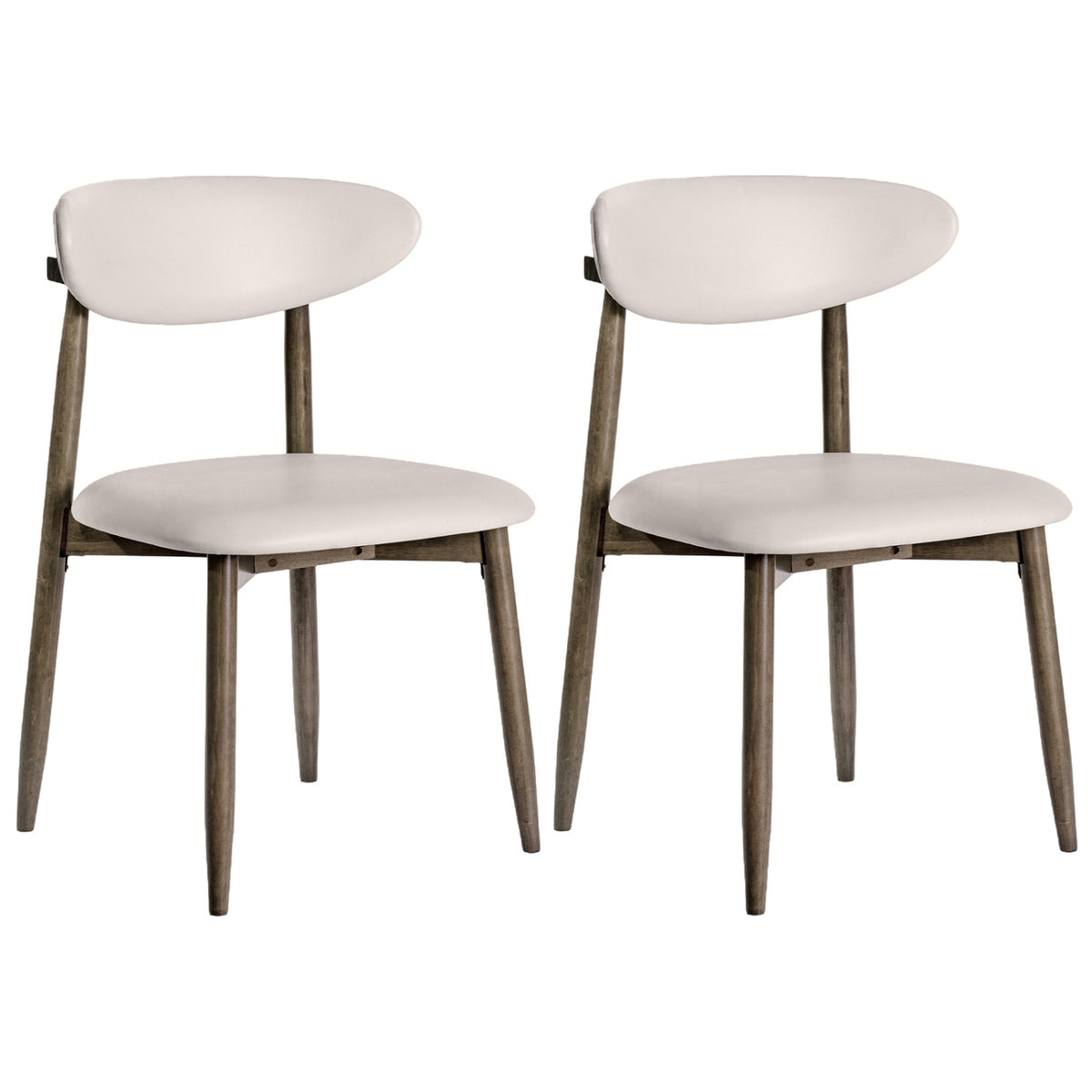 Upholstered Dining Chairs Set of 2, Beige Faux Leather