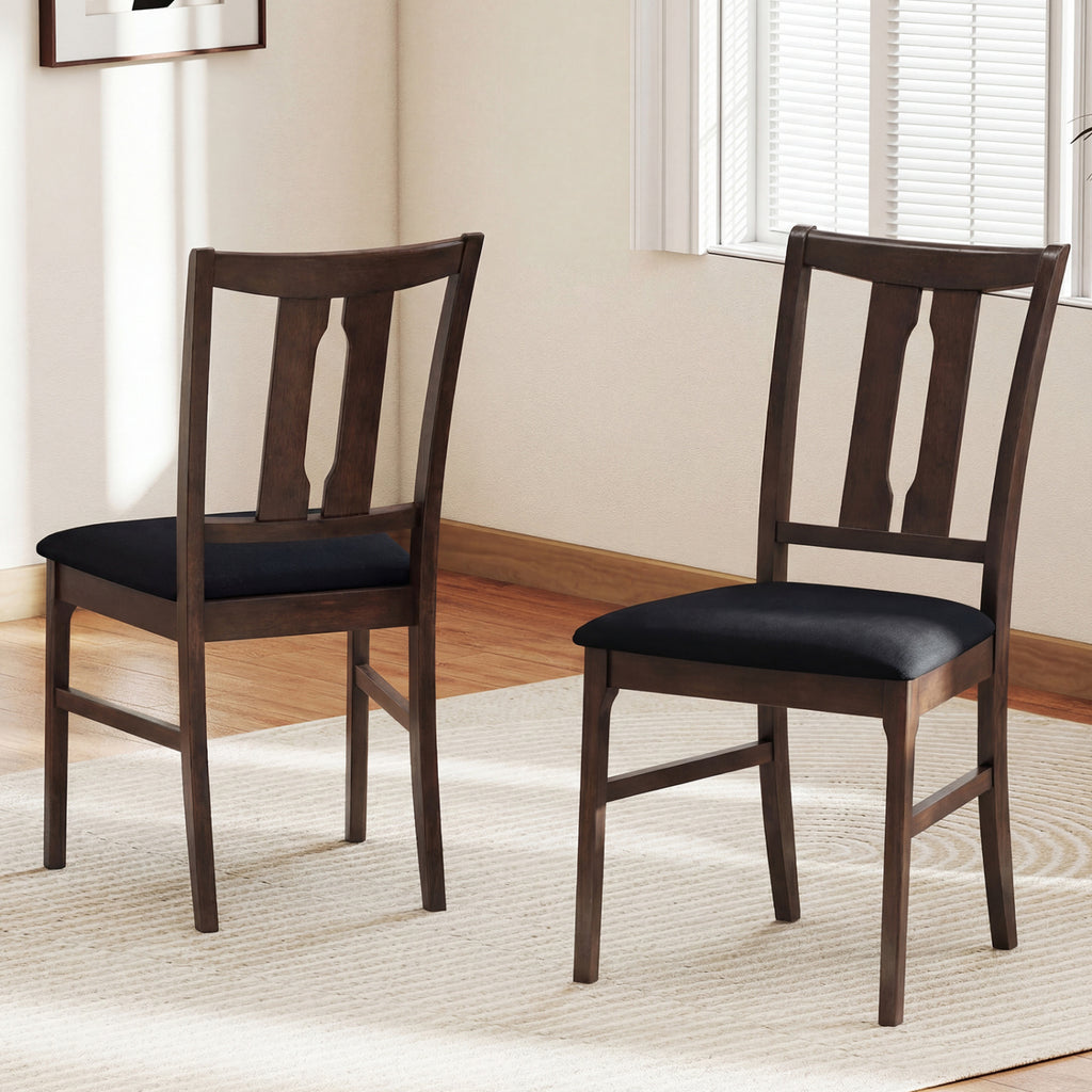 Wooden Upholstered Dining Chairs Set of 2 - Walnut
