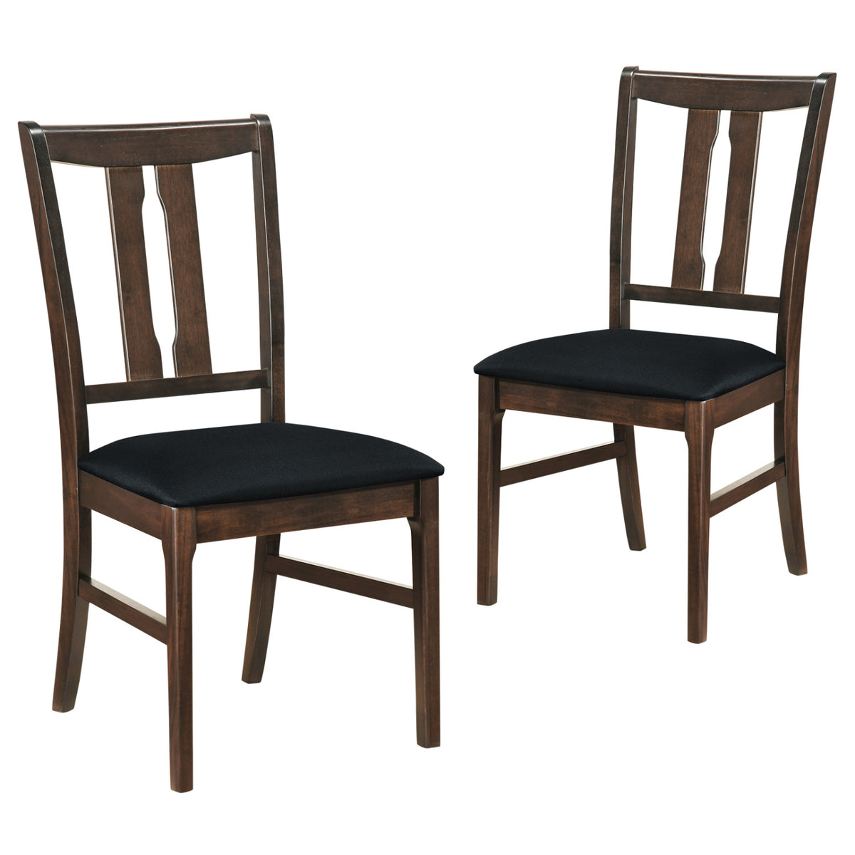 Wooden Upholstered Dining Chairs Set of 2 - Walnut