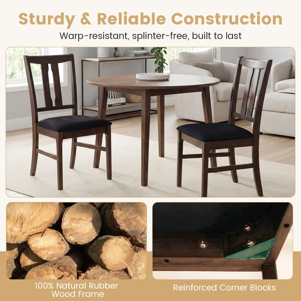 Wooden Upholstered Dining Chairs Set of 2 - Walnut