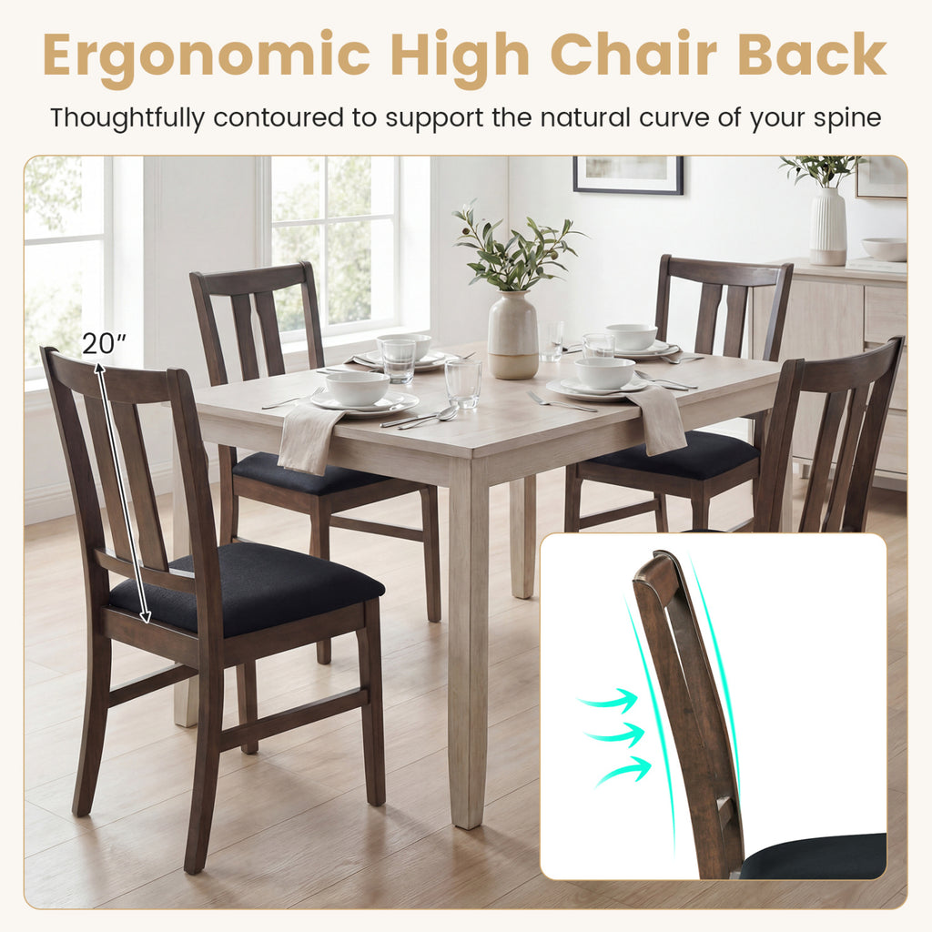 Wooden Upholstered Dining Chairs Set of 2 - Walnut