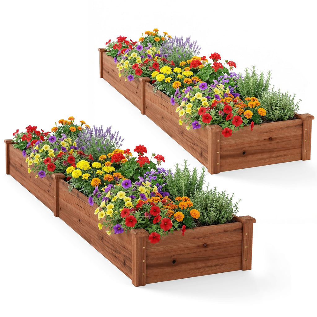 Set of 2 Wooden Vegetable Raised Garden Bed for Backyard