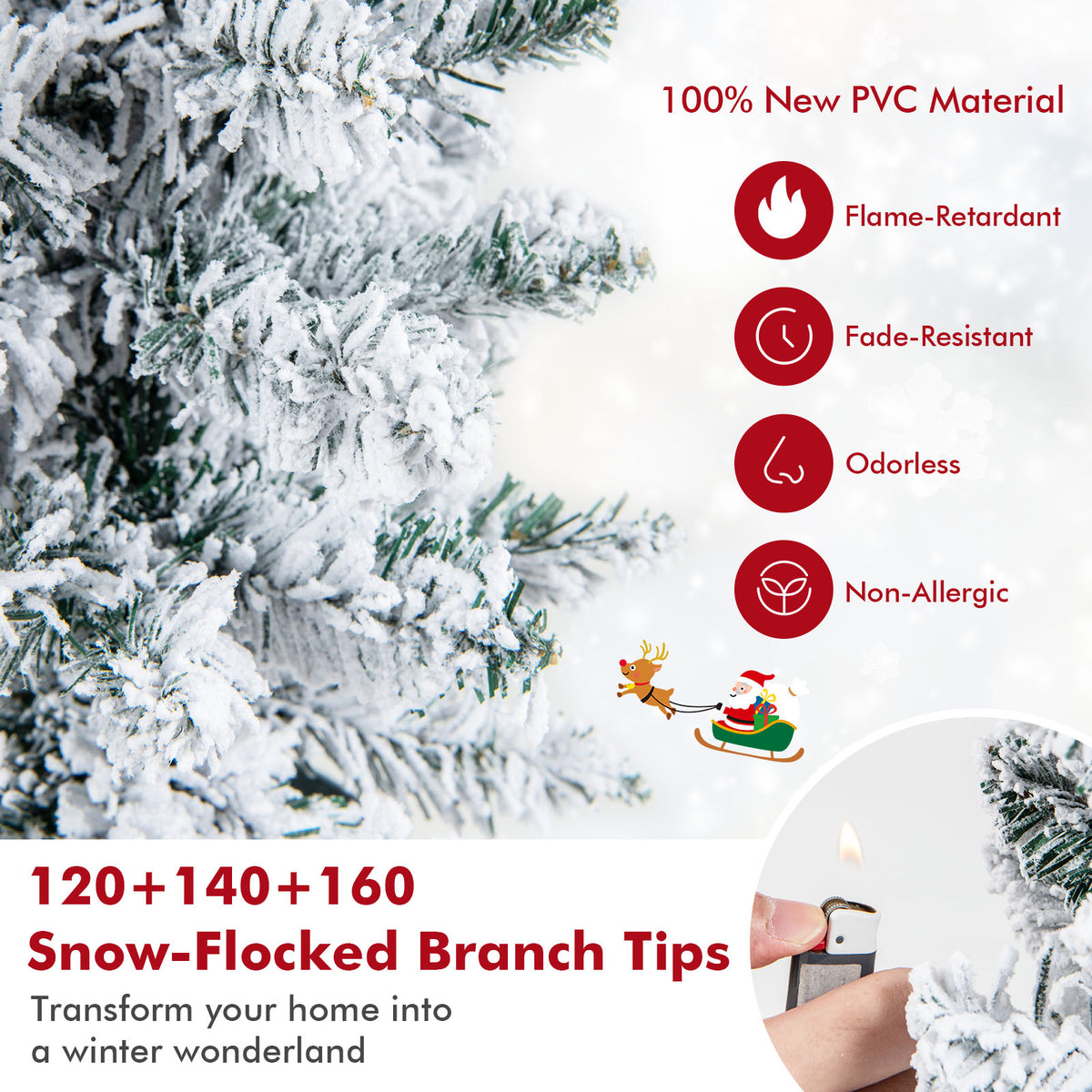 Snow Flocked Artificial Christmas Tree Set of 3 - Potted Snow-Flocked Holiday Trees