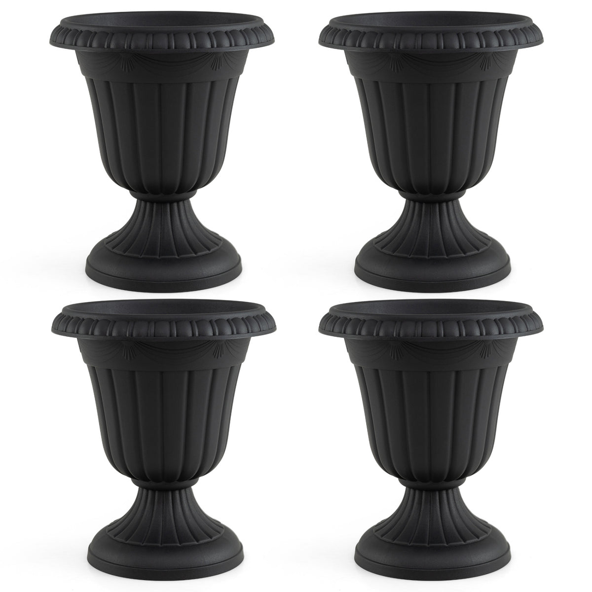 Set of 4 18 inch Tall Vintage Planters with Pedestal Base and