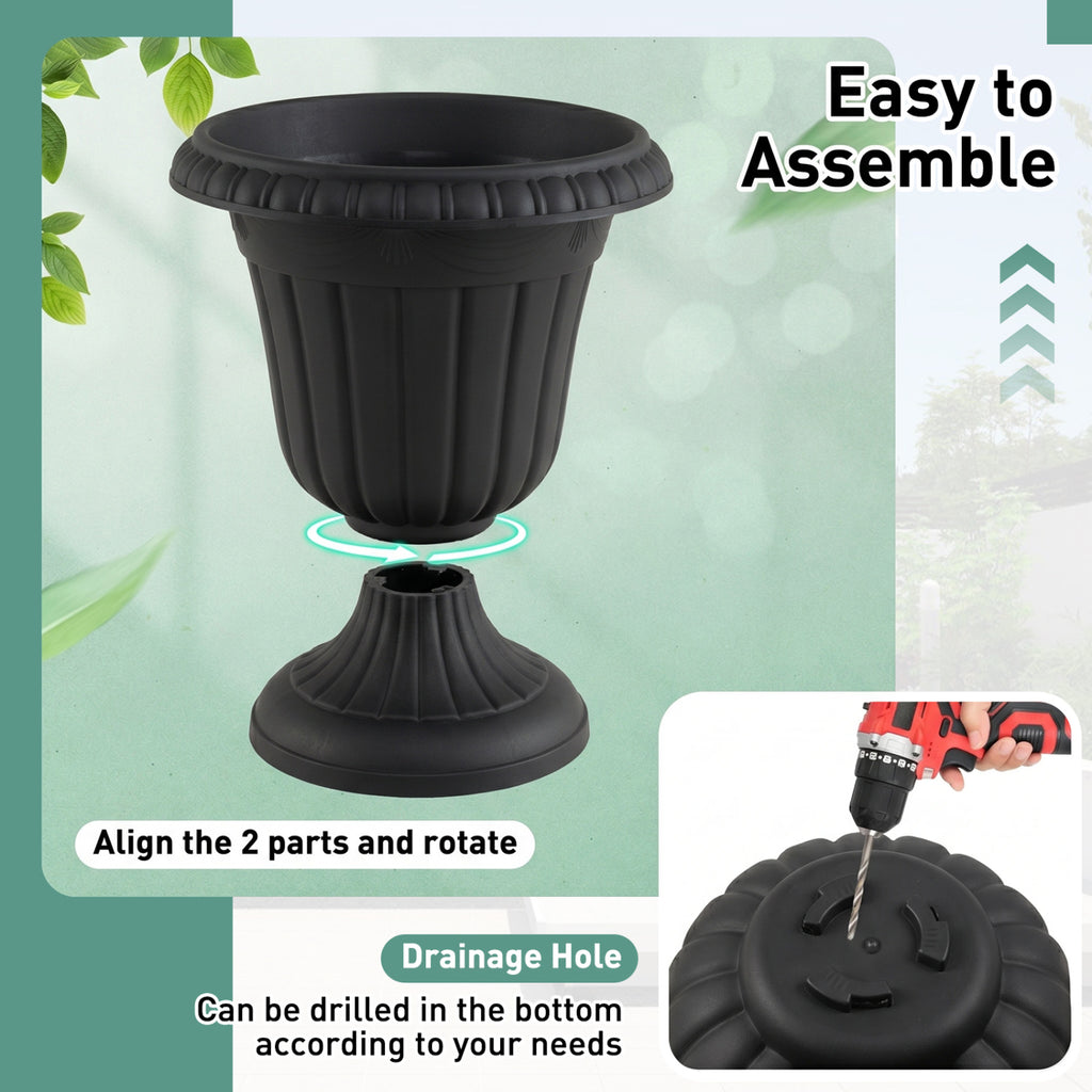 Set of 4 18 inch Tall Vintage Planters with Pedestal Base and