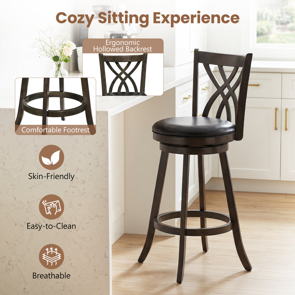 Counter Height Bar Stools Set of 4 - Gray