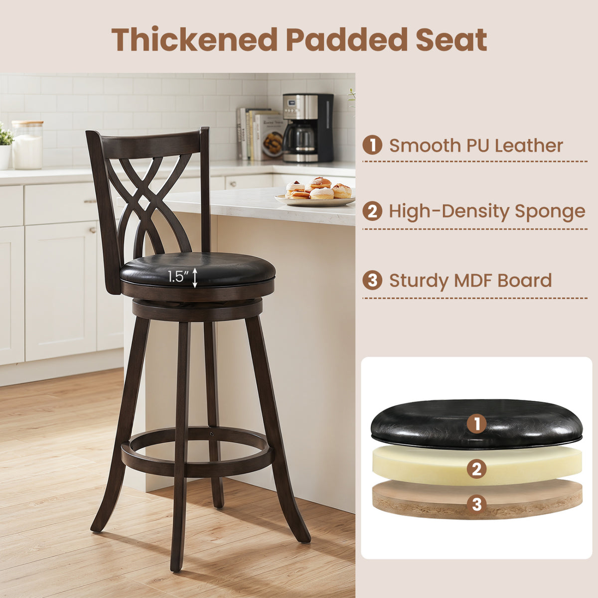 Counter Height Bar Stools Set of 4 - Gray