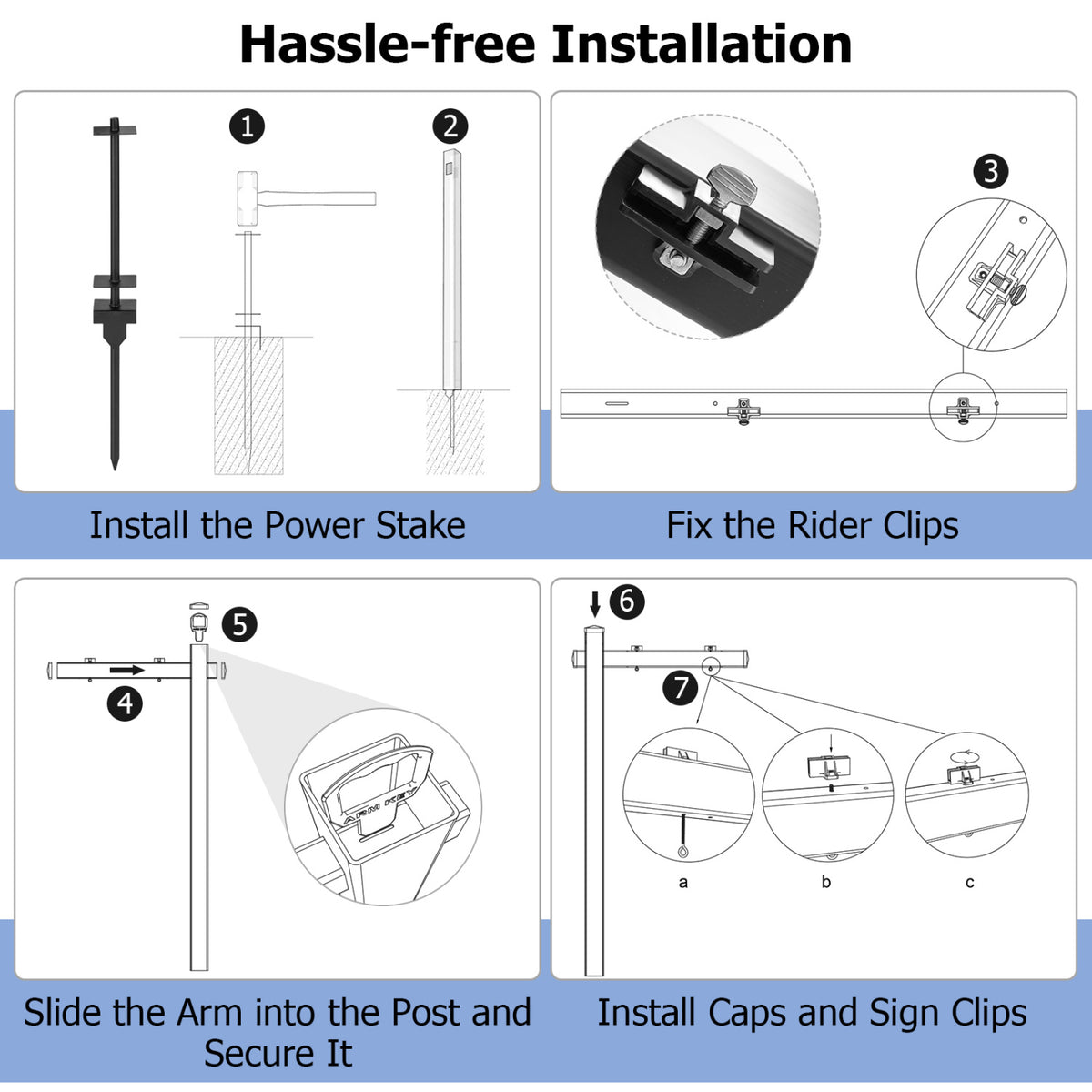 Realtor Yard Sign Post Set of 4 Black - 6 Feet UPVC Sign Stake for Open House