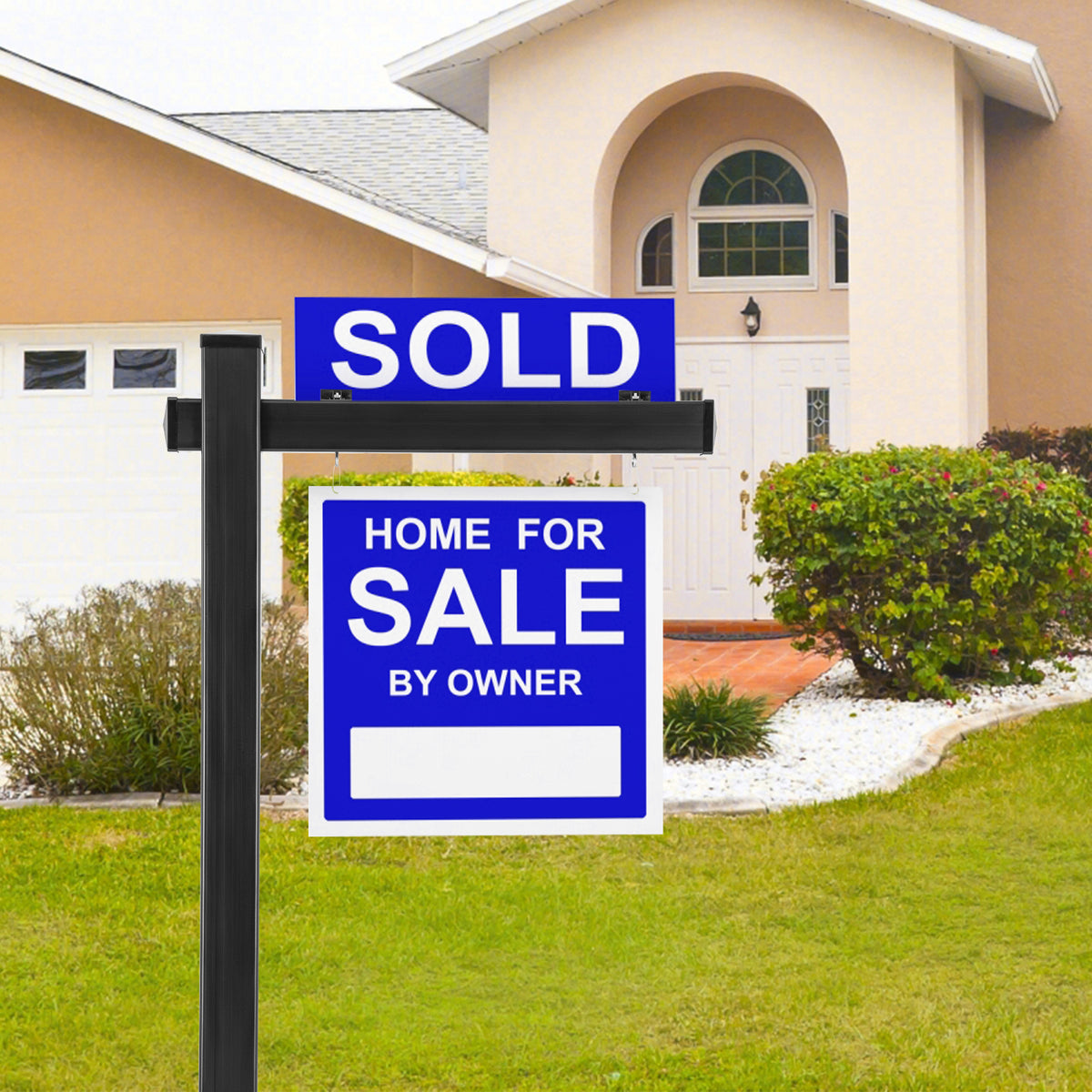 Realtor Yard Sign Post Set of 4 Black - 6 Feet UPVC Sign Stake for Open House