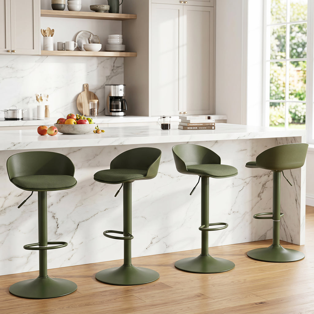 Adjustable Swivel Bar Stools Set of 4 - Green