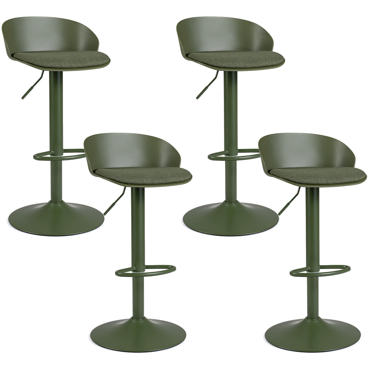 Adjustable Swivel Bar Stools Set of 4 - Green