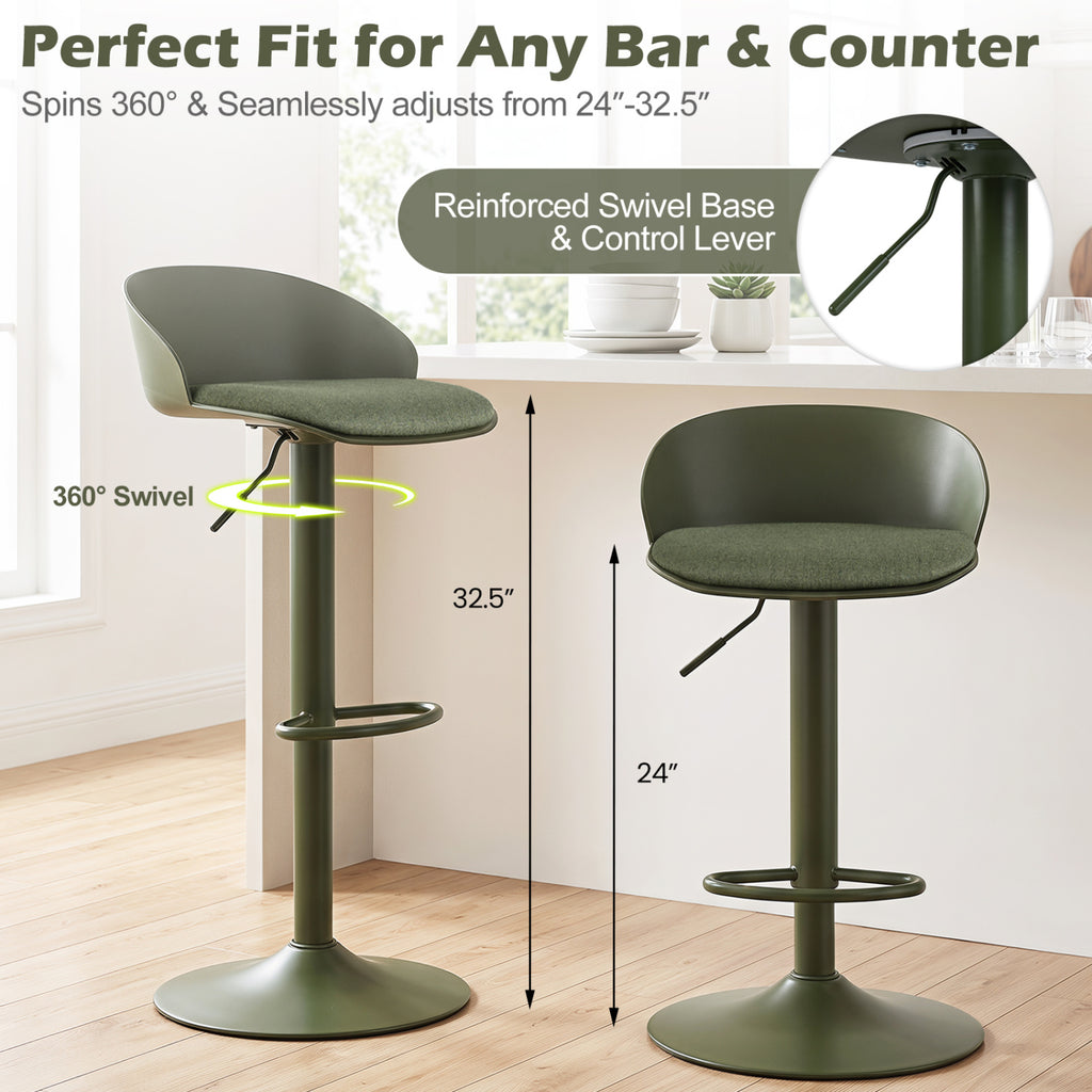 Adjustable Swivel Bar Stools Set of 4 - Green