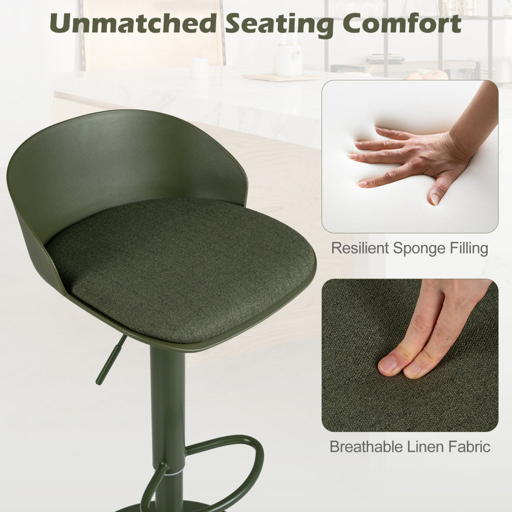 Adjustable Swivel Bar Stools Set of 4 - Green