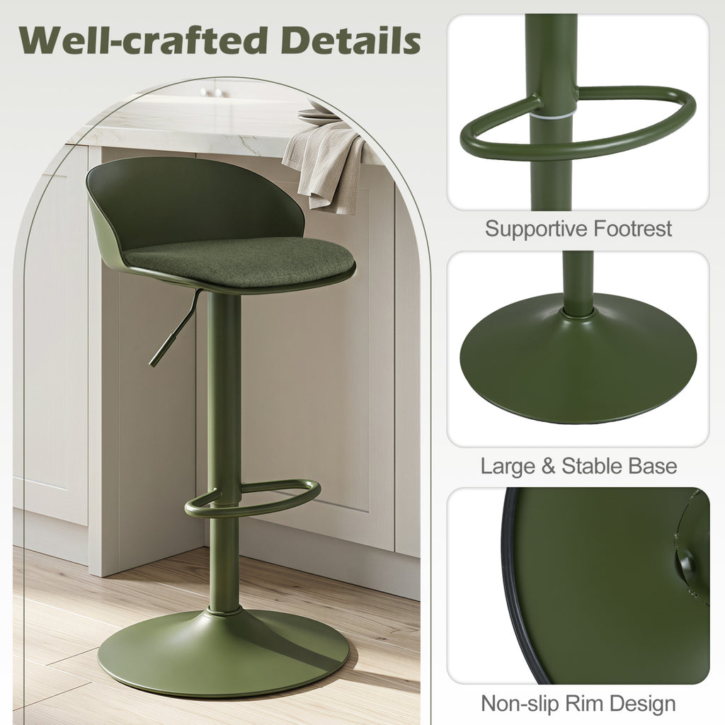 Adjustable Swivel Bar Stools Set of 4 - Green