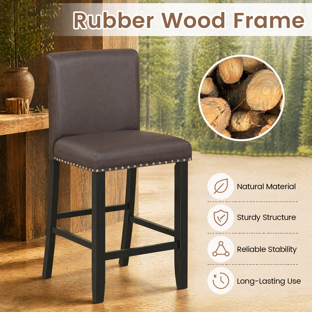 Bar Stools with Back for Kitchen Island Set of 4, Brown