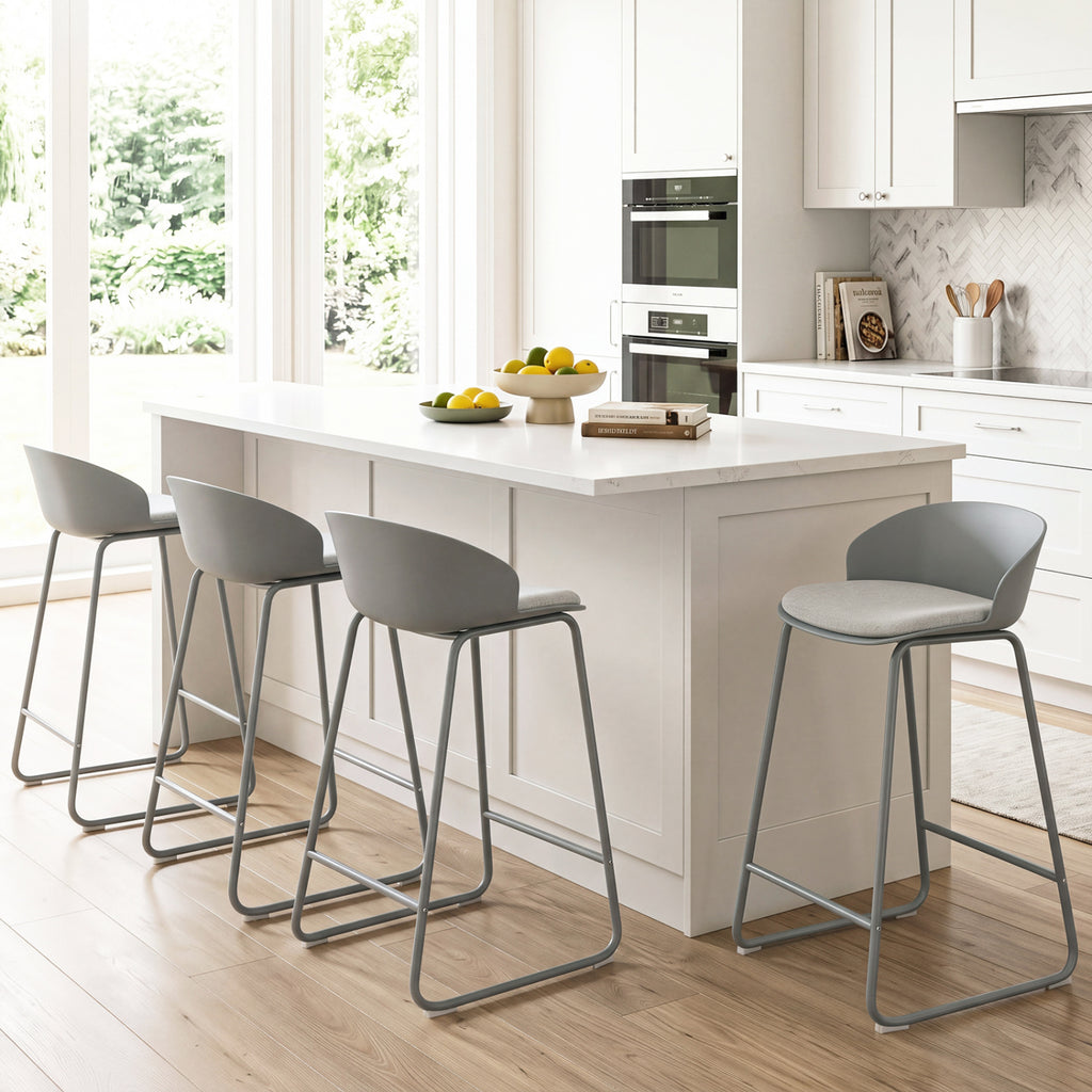 Counter Height Bar Stools Set of 4 with Backrest - Gray