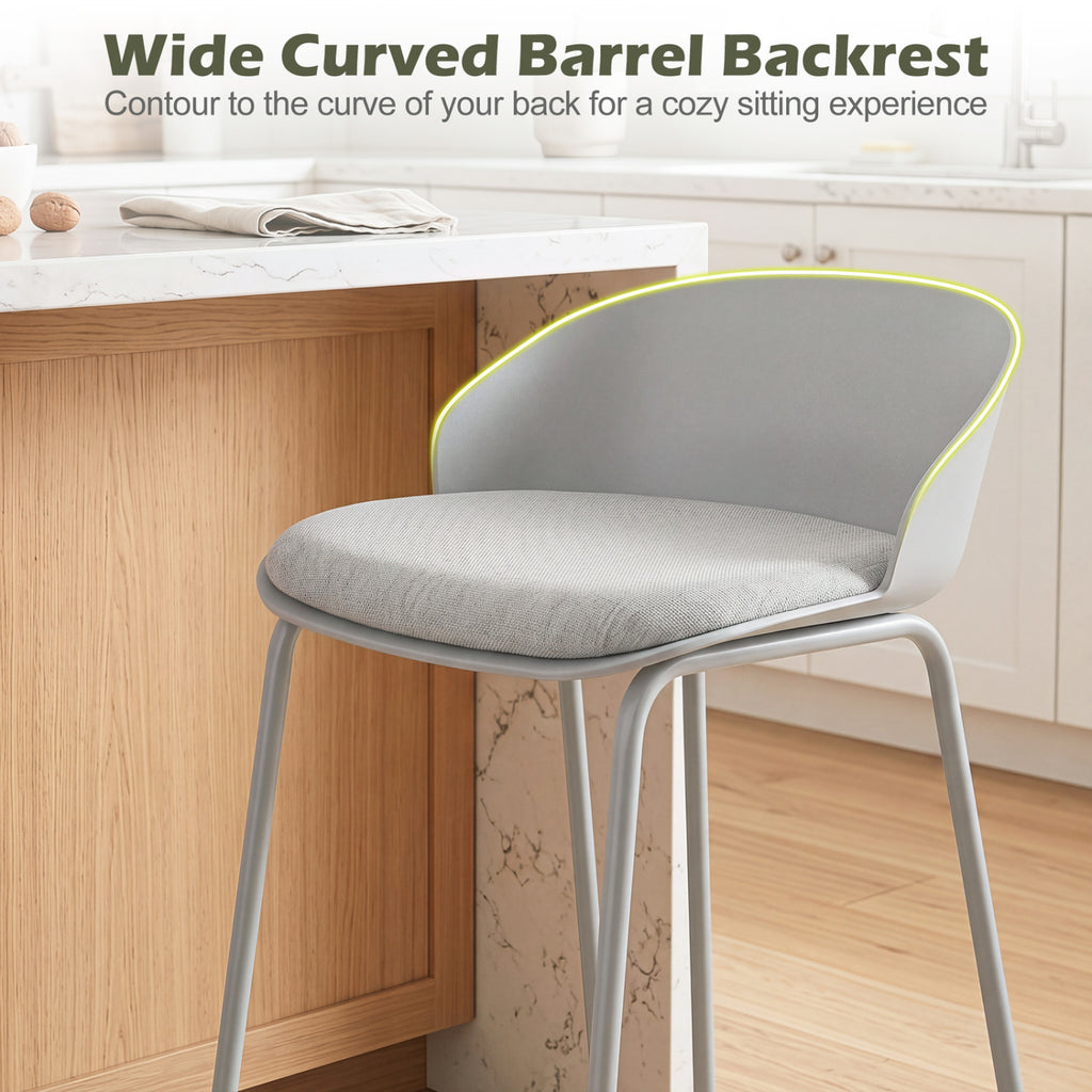 Counter Height Bar Stools Set of 4 with Backrest - Gray